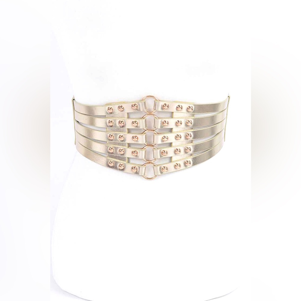 Plus Size Metallic Vegan Leather Statement Belt
